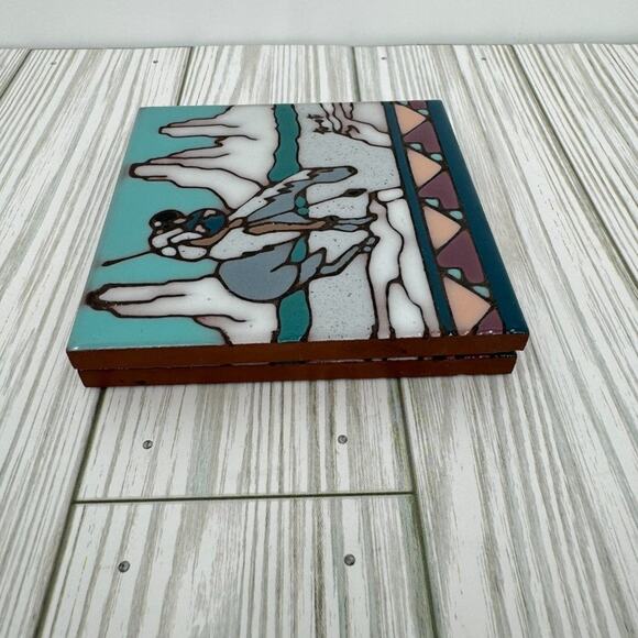 Ceramic glazed tiles southwestern desert horse rider art wall 4x4 made in Italy - Picture 7 of 10